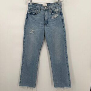 FRAME Le Jane Crop Distressed High-Rise Light wash Straight Jeans Women’s 25